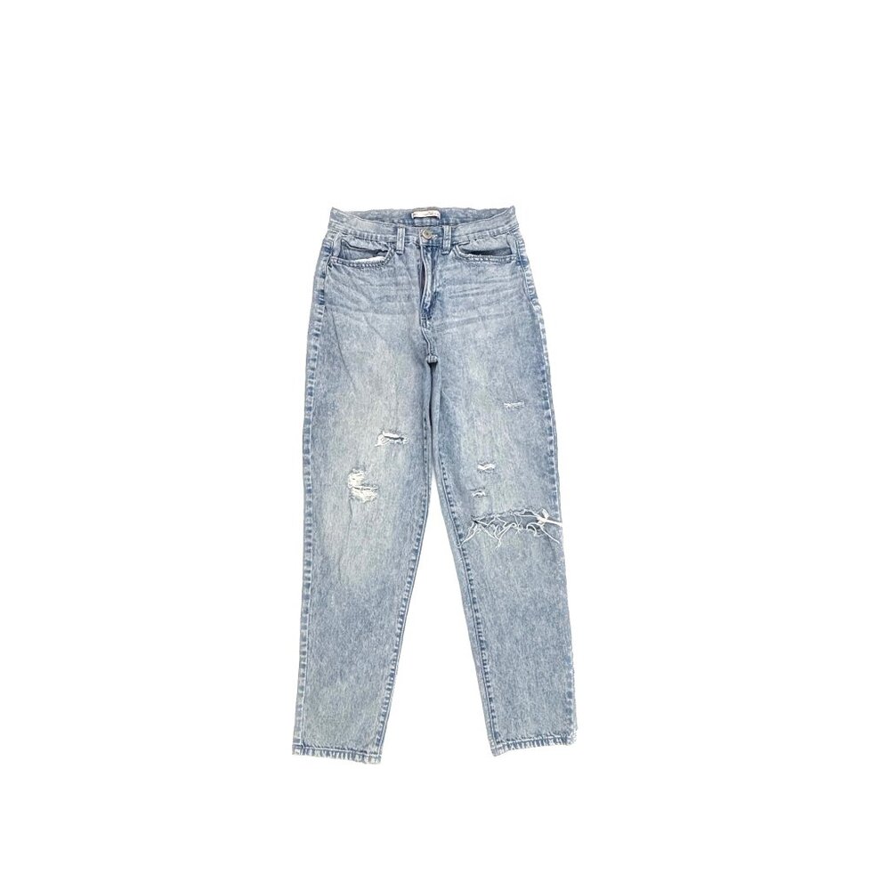 SO High Rise Curvy Mom Distressed Women's ize 5‎ Light Blue Denim Jeans